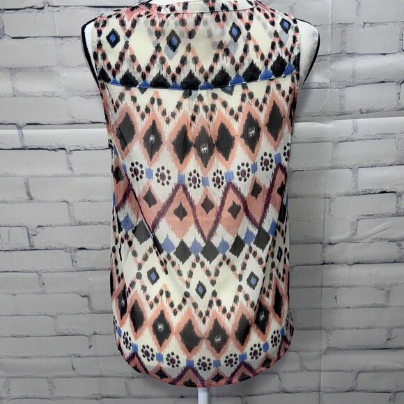 Lucky Brand Sleeveless Tie-Front Ikat Blouse – Size M - Picture 3 of 6